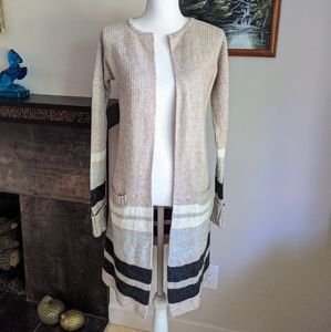 Royal Robbins Highlands Wrap Duster Long Cardigan Falcon Heather Stripe Open Sm